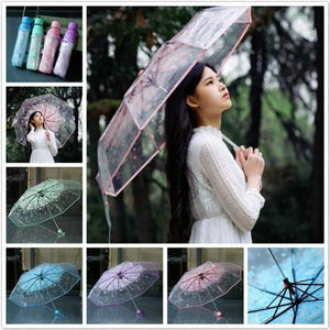 Planet Gates 100004777 4 Color Women's Rain Umbrella Transparent Clear Cherry Blossom Mushroom Apollo Sakura Printed Three-folding Umbrella AU10