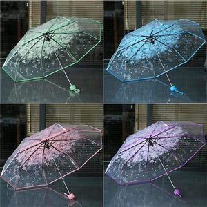 Planet Gates 100004777 4 Color Women's Rain Umbrella Transparent Clear Cherry Blossom Mushroom Apollo Sakura Printed Three-folding Umbrella AU10