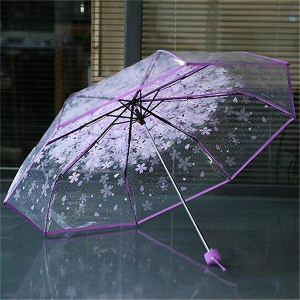Planet Gates 100004777 4 Color Women's Rain Umbrella Transparent Clear Cherry Blossom Mushroom Apollo Sakura Printed Three-folding Umbrella AU10