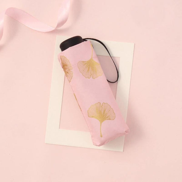 Planet Gates 100004777 5 fold pink Fashion Ginkgo Biloba Automatic Umbrellas Windproof Folding Rainy Leaves Umbrellas For Women Parasol UV Leaf Paraguas YD213