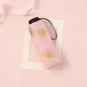 Planet Gates 100004777 5 fold pink Gold Ginkgo Biloba Mini Umbrellas Windproof Folding Rainy Leaves Umbrellas For Women UV Automatic Five Fold Umbrella YD211