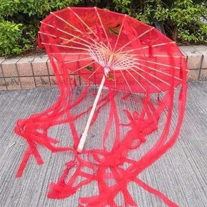 Planet Gates 100004777 76cm RED 1PCS Silk Cloth Lace Umbrella Women Costume Photography Props Tasseled Umbrella Yarned Chinese Classical Oil-paper Umbrella Parasol