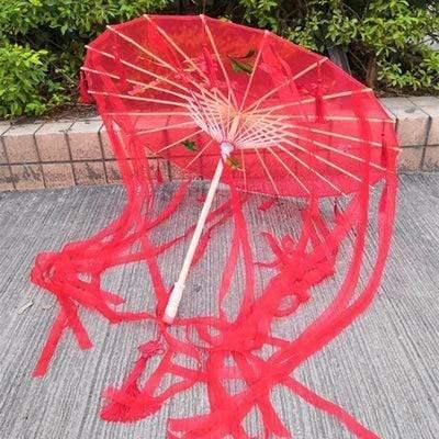 Planet Gates 100004777 76cm RED 1PCS Silk Cloth Lace Umbrella Women Costume Photography Props Tasseled Umbrella Yarned Chinese Classical Oil-paper Umbrella Parasol