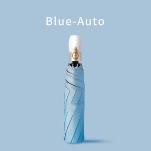 Planet Gates 100004777 Auto-Blue High Quality Automatic Umbrella Rain Women Three-folding Umbrella Windproof Pure Color Umbrella Female Waterproof Parasol