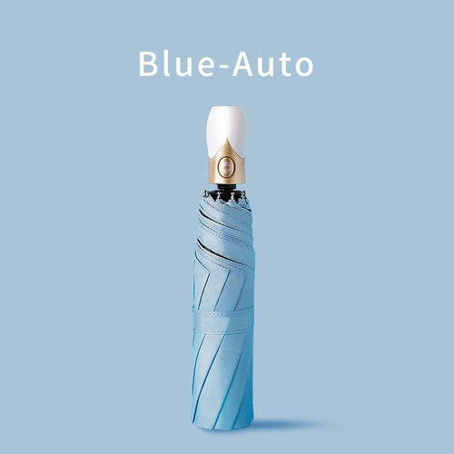 Planet Gates 100004777 Auto-Blue High Quality Automatic Umbrella Rain Women Three-folding Umbrella Windproof Pure Color Umbrella Female Waterproof Parasol
