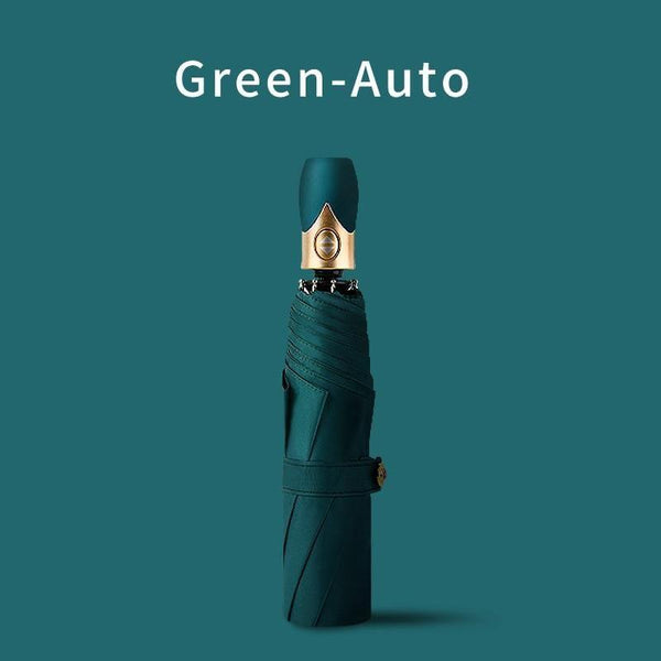 Planet Gates 100004777 Auto-Green High Quality Automatic Umbrella Rain Women Three-folding Umbrella Windproof Pure Color Umbrella Female Waterproof Parasol