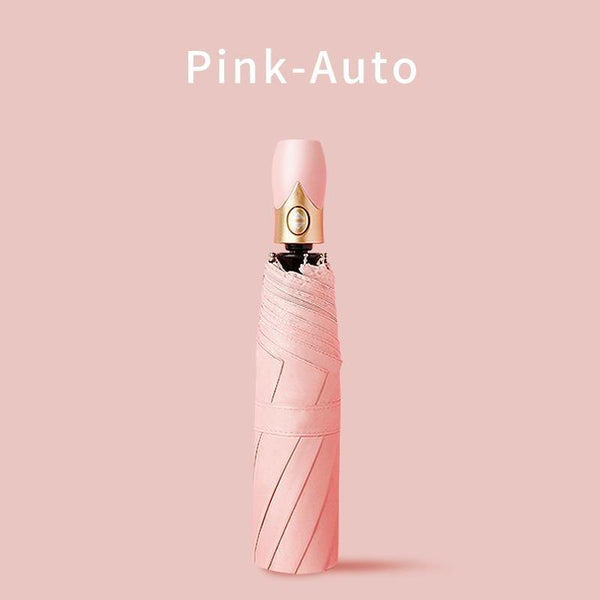 Planet Gates 100004777 Auto-Pink High Quality Automatic Umbrella Rain Women Three-folding Umbrella Windproof Pure Color Umbrella Female Waterproof Parasol