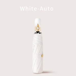 Planet Gates 100004777 Auto-White High Quality Automatic Umbrella Rain Women Three-folding Umbrella Windproof Pure Color Umbrella Female Waterproof Parasol