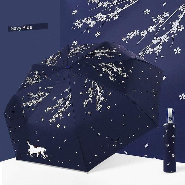 Planet Gates 100004777 automatic navy YADA Custom Cherry Blossoms Flower Umbrella Rain Women uv Charm Animal Cat Umbrella For Womens Windproof Folding Umbrellas YS819