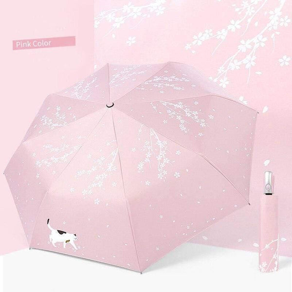 Planet Gates 100004777 automatic pink YADA Custom Cherry Blossoms Flower Umbrella Rain Women uv Charm Animal Cat Umbrella For Womens Windproof Folding Umbrellas YS819