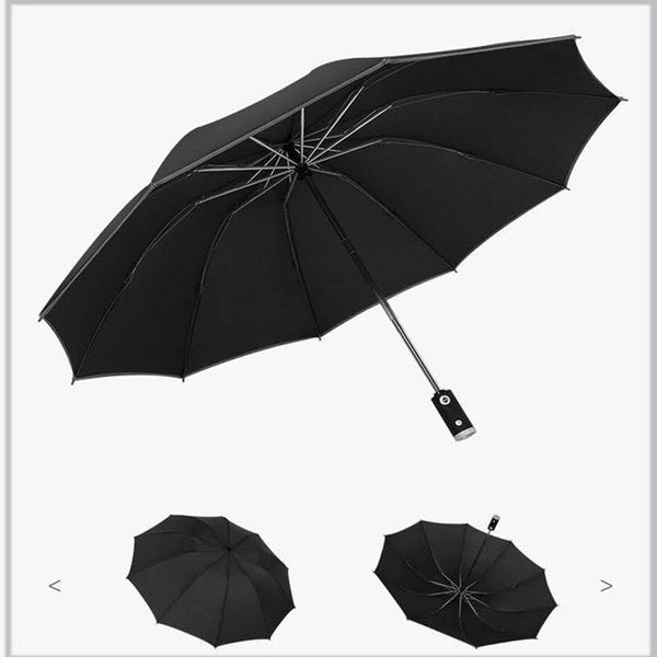 Planet Gates 100004777 Automatic Umbrella With Reflective Stripe Reverse Led Light Umbrella Three Folding Inverted 10 Ribs Windproof Umbrellas Travel