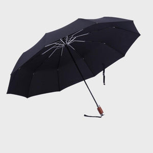 Planet Gates 100004777 Black Classical Style Automatic 3 Folding Wood Handle Large Face Men Business 10k Windproof Umbrella High Quality