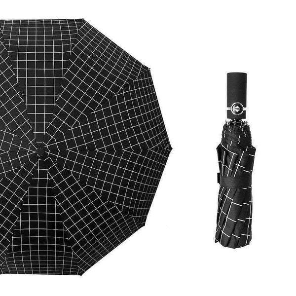 Planet Gates 100004777 black lattice Luxury Windproof Folding Automatic Blue Sky&White Clouds Umbrella For Women Men UV Auto Sun Rainy Umbrella Female YD063