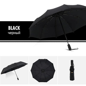 Planet Gates 100004777 Black Windproof Double Automatic Folding Umbrella Female Male Ten Bone Car Luxury Large Business Umbrellas Men Rain Women Gift Parasol