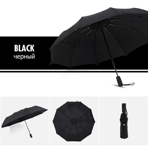Planet Gates 100004777 Black Windproof Double Automatic Folding Umbrella Female Male Ten Bone Car Luxury Large Business Umbrellas Men Rain Women Gift Parasol
