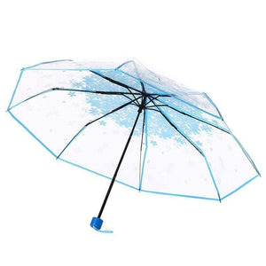 Planet Gates 100004777 Blue 4 Color Women's Rain Umbrella Transparent Clear Cherry Blossom Mushroom Apollo Sakura Printed Three-folding Umbrella AU10