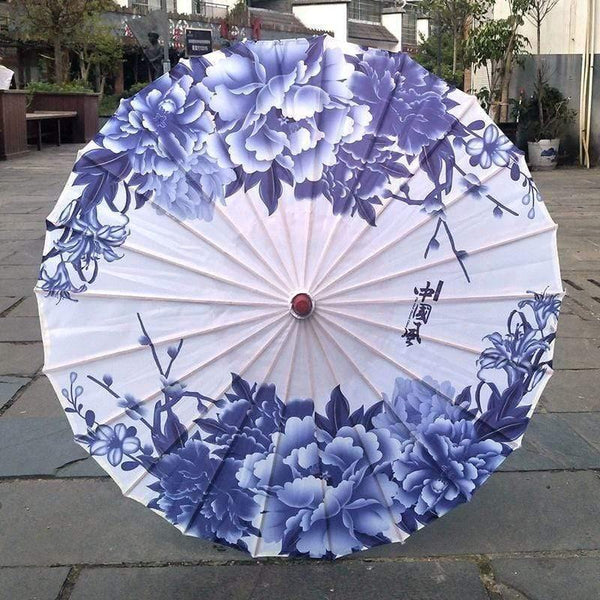 Planet Gates 100004777 blue Chinese Silk Women Umbrella Japanese Cherry Blossoms Silk  Ancient Dance Umbrella Decorative Umbrella Chinese Style Oil Paper Umbrella
