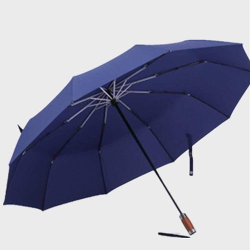 Planet Gates 100004777 Blue Classical Style Automatic 3 Folding Wood Handle Large Face Men Business 10k Windproof Umbrella High Quality