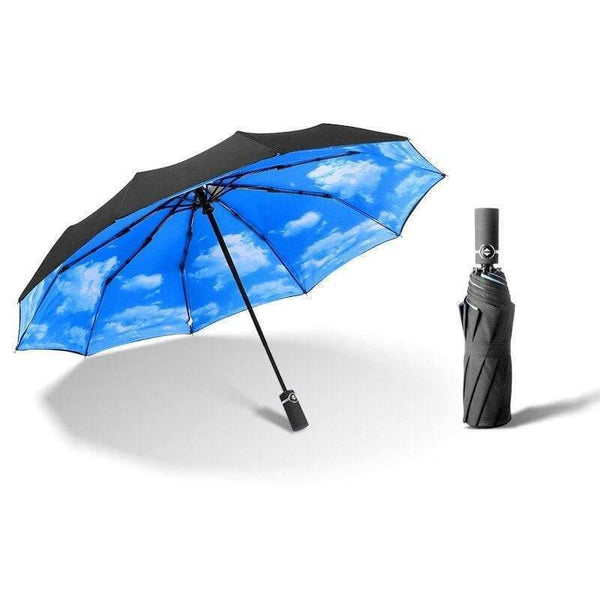 Planet Gates 100004777 Blue sky Luxury Windproof Folding Automatic Blue Sky&White Clouds Umbrella For Women Men UV Auto Sun Rainy Umbrella Female YD063