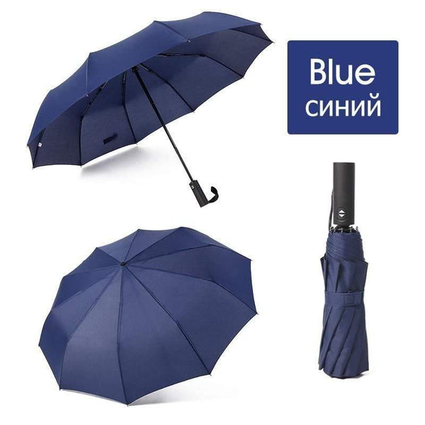 Planet Gates 100004777 Blue Strong Wind Resistant 12K  Automatic Umbrella  Rain Women Windproof 3Folding Long Handle  Men Business Outdoor Travel  Umbrella