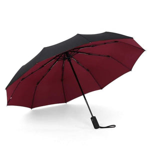 Planet Gates 100004777 Burgundy 10K Double layer Windproof Fully-automatic Umbrellas Male Women Umbrella Three Folding Commercial Large Durable Frame Parasol