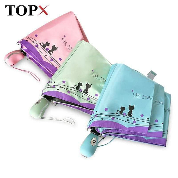 Planet Gates 100004777 Cat And Flowers Windproof Ultralight Sun Rain Automatic Folding Umbrella Rain Women Umbrella Lady Umbrella Parasol