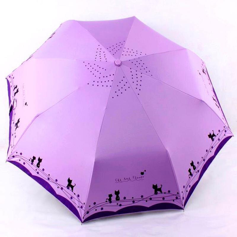 Planet Gates 100004777 Cat And Flowers Windproof Ultralight Sun Rain Automatic Folding Umbrella Rain Women Umbrella Lady Umbrella Parasol