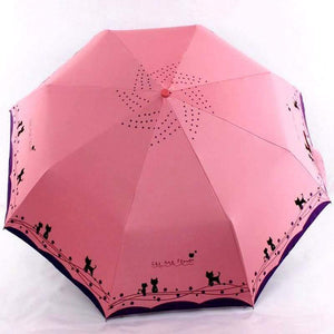 Planet Gates 100004777 Cat And Flowers Windproof Ultralight Sun Rain Automatic Folding Umbrella Rain Women Umbrella Lady Umbrella Parasol