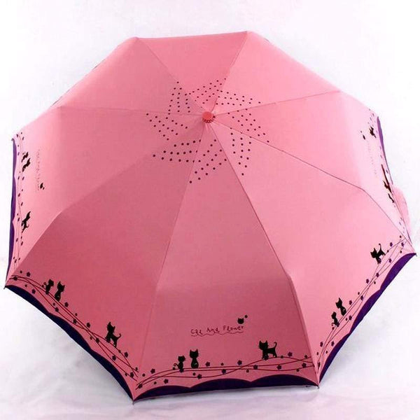 Planet Gates 100004777 Cat And Flowers Windproof Ultralight Sun Rain Automatic Folding Umbrella Rain Women Umbrella Lady Umbrella Parasol