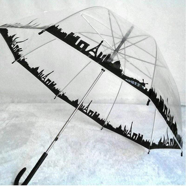 Planet Gates 100004777 City Transparent Bird Cage Umbrella Cartoon Building Umbrellas Semi Automatic Apollo City Umbrella Long Handle Kids Umbrellas