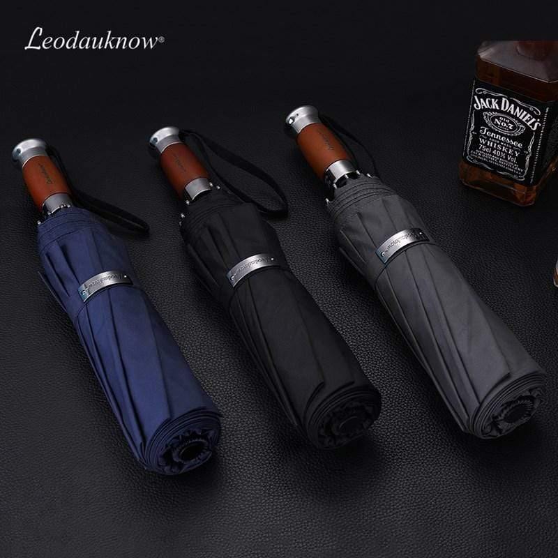 Planet Gates 100004777 Classical Style Automatic 3 Folding Wood Handle Large Face Men Business 10k Windproof Umbrella High Quality