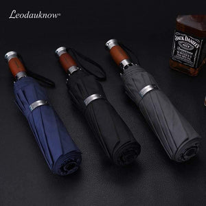 Planet Gates 100004777 Classical Style Automatic 3 Folding Wood Handle Large Face Men Business 10k Windproof Umbrella High Quality
