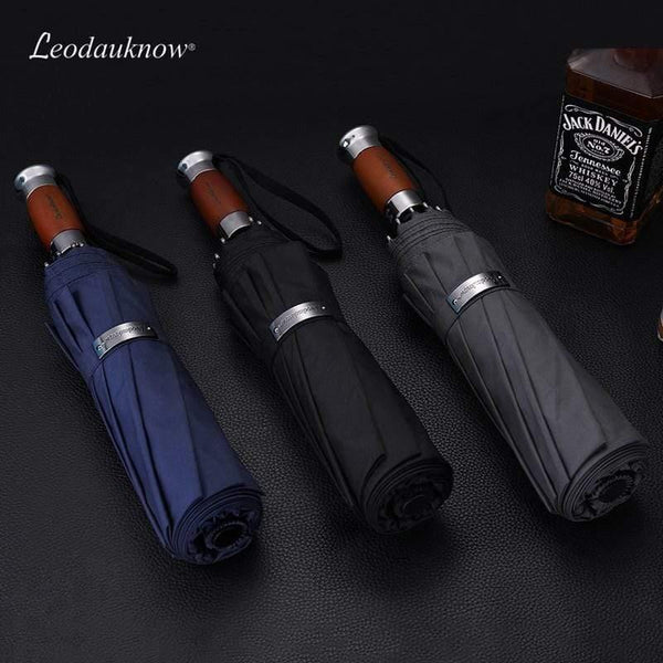 Planet Gates 100004777 Classical Style Automatic 3 Folding Wood Handle Large Face Men Business 10k Windproof Umbrella High Quality