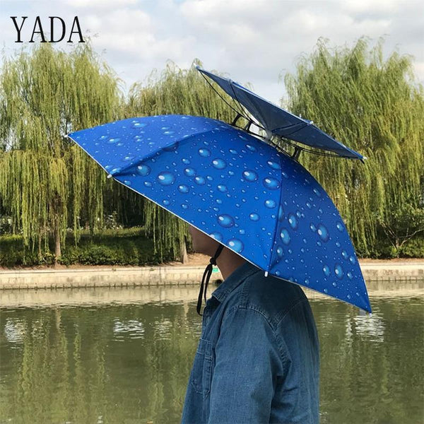 Planet Gates 100004777 Creative Portable Fishing Hats Double Folding Rainy Umbrella Anti-UV Rainproof Sun Protection Fishing Cap Umbrellas YS014