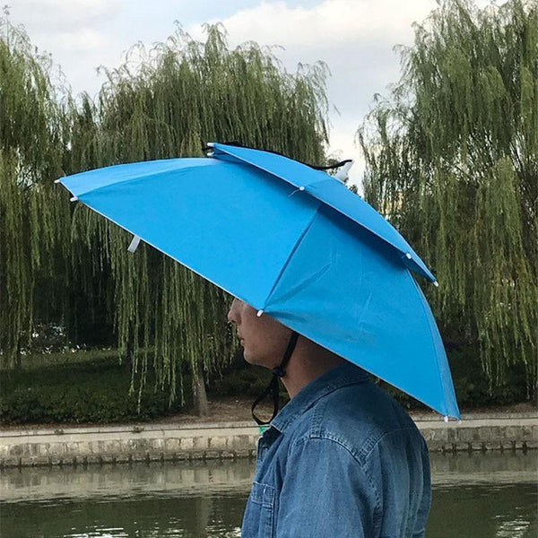 Planet Gates 100004777 Creative Portable Fishing Hats Double Folding Rainy Umbrella Anti-UV Rainproof Sun Protection Fishing Cap Umbrellas YS014