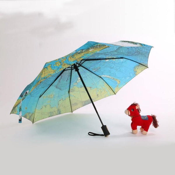 Planet Gates 100004777 Creative World Map Automatic Umbrella For Women UV Folding Blue Ocean Land Umbrellas Rainproof Rain Sun Auto Umbrella YD201 (world Map)