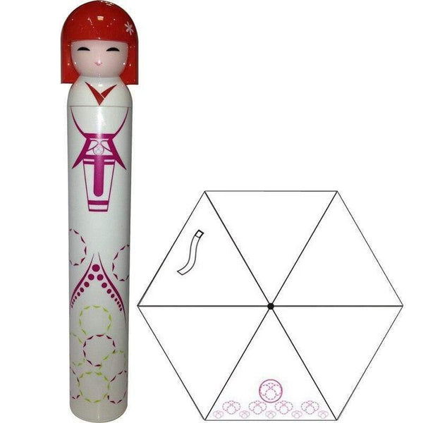 Planet Gates 100004777 D Japanese Kimono Doll Folding Wine Bottle Umbrella Rain Creative UV Mini Umbrella For Womens Designer Gifts Umbrellas YS396