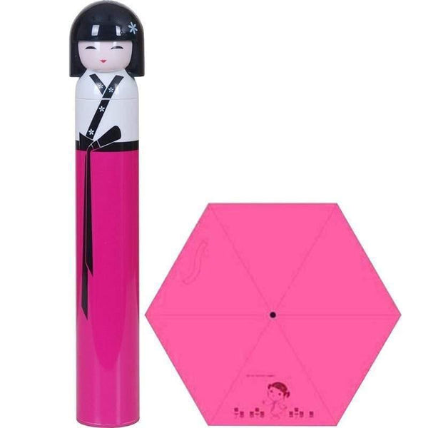 Planet Gates 100004777 E Japanese Kimono Doll Folding Wine Bottle Umbrella Rain Creative UV Mini Umbrella For Womens Designer Gifts Umbrellas YS396