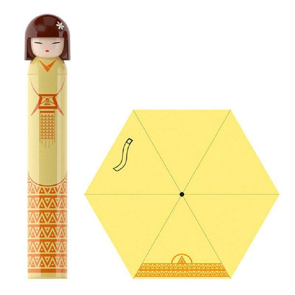 Planet Gates 100004777 F Japanese Kimono Doll Folding Wine Bottle Umbrella Rain Creative UV Mini Umbrella For Womens Designer Gifts Umbrellas YS396