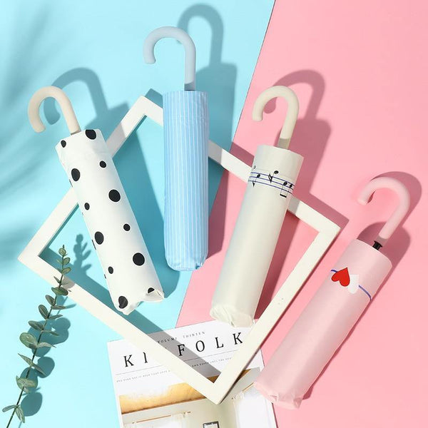 Planet Gates 100004777 Fashion Black&white Dot Umbrella Rain Women Uv Hook U-shape Curved Handle Umbrella For Women Windproof Umbrellas YS200052