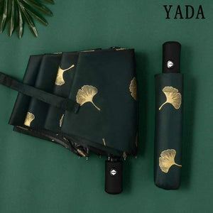 Planet Gates 100004777 Fashion Ginkgo Biloba Automatic Umbrellas Windproof Folding Rainy Leaves Umbrellas For Women Parasol UV Leaf Paraguas YD213