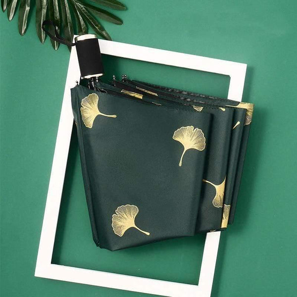 Planet Gates 100004777 Fashion Ginkgo Biloba Automatic Umbrellas Windproof Folding Rainy Leaves Umbrellas For Women Parasol UV Leaf Paraguas YD213