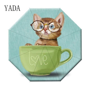 Planet Gates 100004777 Folding Automatic Cartoon Cat Umbrella For Women UV Rainproof Umbrella Parasol Rain Sun Cartoon Animal Umbrellas YD200053