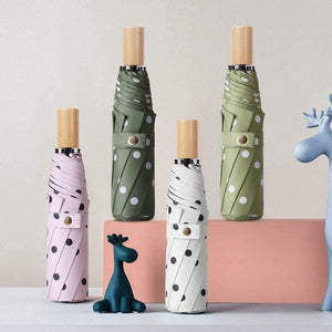 Planet Gates 100004777 Folding Black Dot Umbrellas Charms Rain Uv Round Point Umbrella For Womens Windproof Umbrellas YS200056