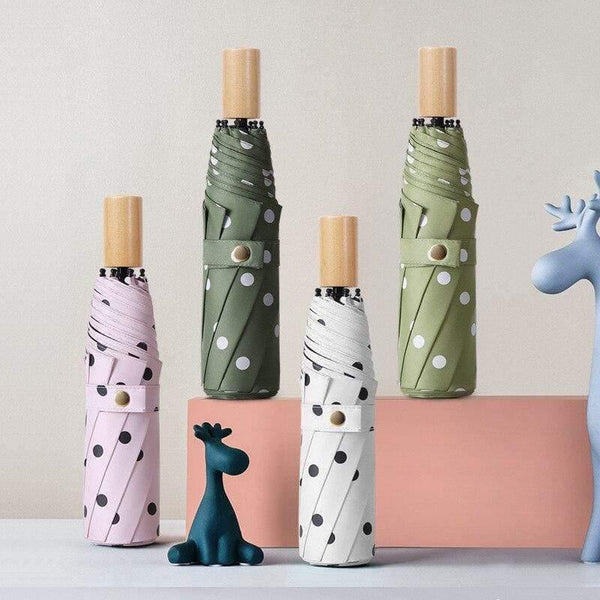 Planet Gates 100004777 Folding Black Dot Umbrellas Charms Rain Uv Round Point Umbrella For Womens Windproof Umbrellas YS200056