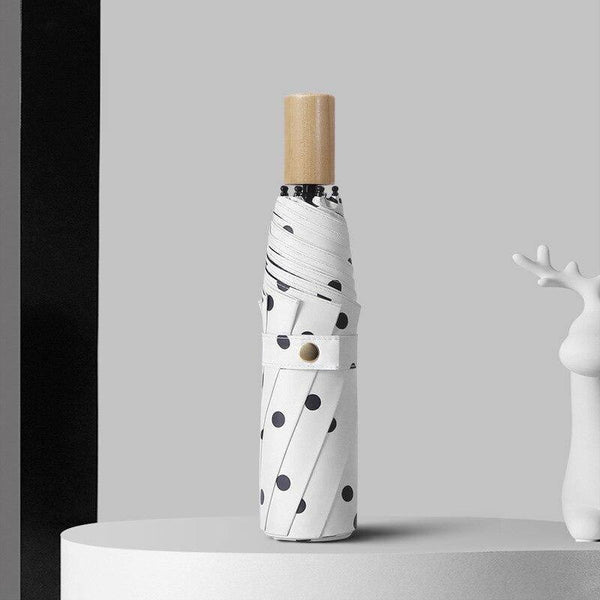 Planet Gates 100004777 Folding Black Dot Umbrellas Charms Rain Uv Round Point Umbrella For Womens Windproof Umbrellas YS200056