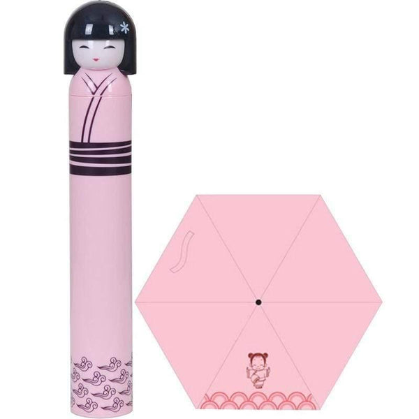 Planet Gates 100004777 G Japanese Kimono Doll Folding Wine Bottle Umbrella Rain Creative UV Mini Umbrella For Womens Designer Gifts Umbrellas YS396