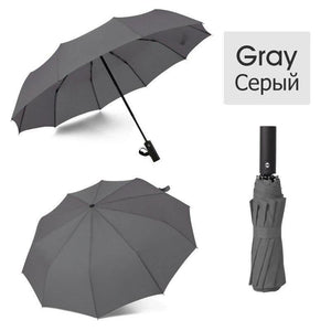 Planet Gates 100004777 Gray Strong Wind Resistant 12K  Automatic Umbrella  Rain Women Windproof 3Folding Long Handle  Men Business Outdoor Travel  Umbrella