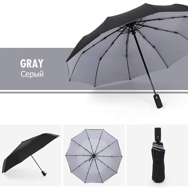 Planet Gates 100004777 Gray Windproof Automatic Double Umbrella Rain Women 3Fold Female Male 10 Bone Car Luxury Large Business Umbrellas Men Gift Parasol