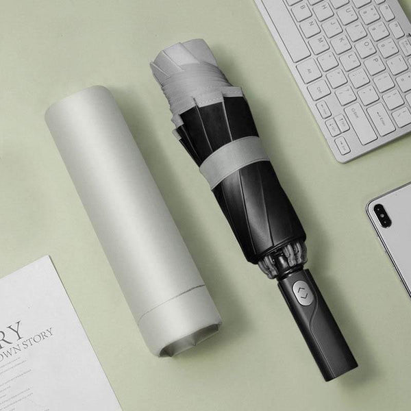 Planet Gates 100004777 Gray Windproof Reverse Automatic 3Folding Umbrella Rain For Men Women 10 Ribs Reflective Stripe Portable Female Umbrella Male Parasol